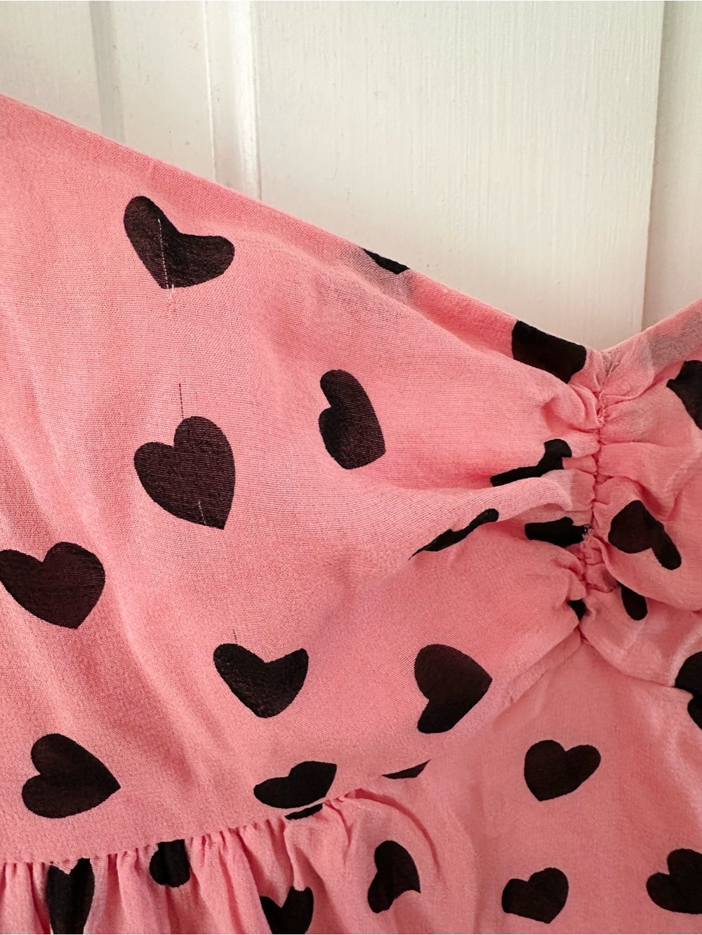 For Love & Lemons Tallulah Swing Mini Dress Silk Pink Hearts Coquette Size S - Picture 15 of 16